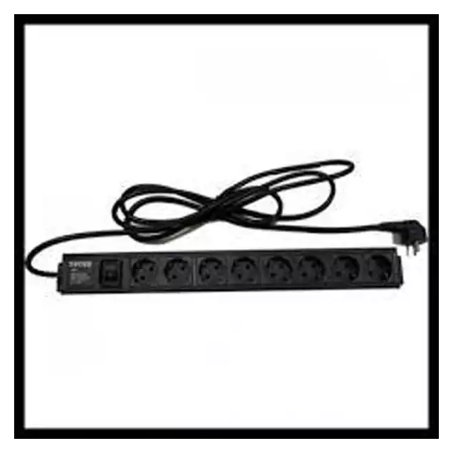 Netiks 220V razvodni PDU panel 19/1U sa 8 utičnih mesta,prekidač,prenaponska zaštita,kabl 1.8m  PDU-8SP-1U