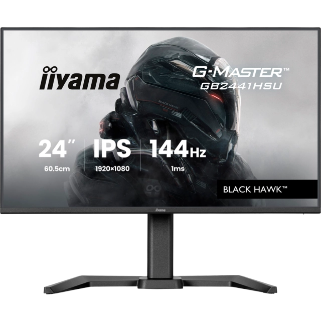 iiyama 24 inch IPS Gaming G-Master Black Hawk FreeSync 1920x1080 144Hz 300cd/m2 HDMI DisplayPort 1ms MPRT Adaptive Sync Speakers USB 2x 2.0 Black Tuner 15cm Height Adj Stand