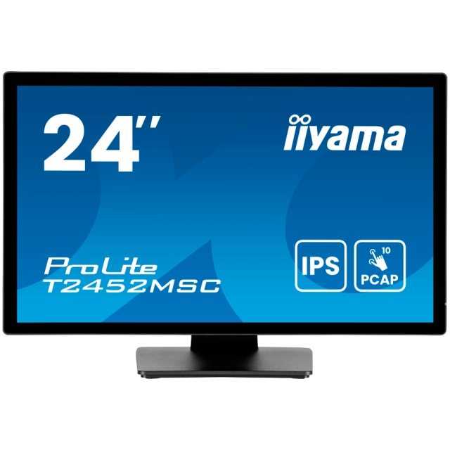 iiyama 24" IPS Bonded PCAP, 10P Touch with AG and Anti-Finger print coating, 1920x1080, Flat Bezel Free Glass Front, HDMI, DisplayPort, 345cd/m2 (with touch), USB Hub 2x 3.2, Speakers