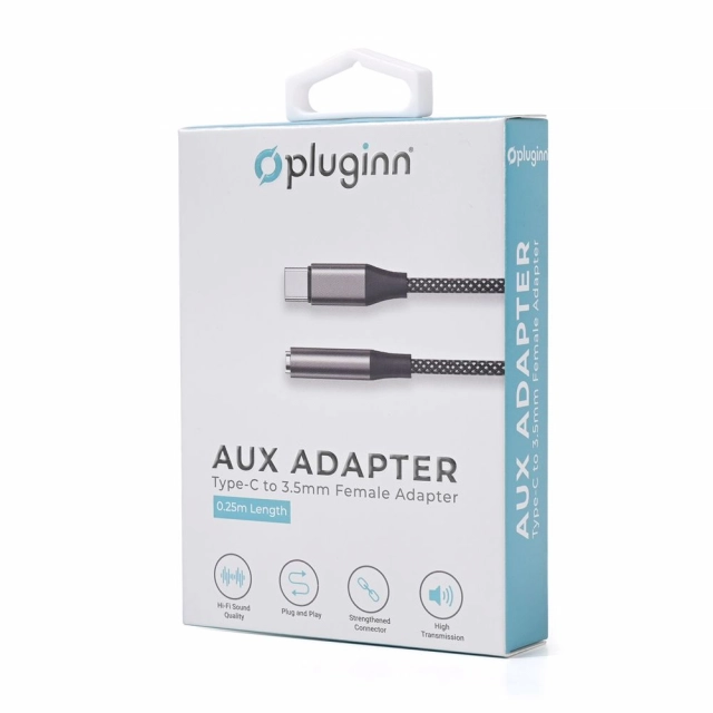 Adapter Pluginn AUX Z na Type C 0.25m crni