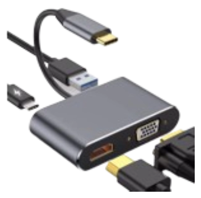 Adapter Stars Solutions USB-C na HDMI/VGA/USB/PD sivi