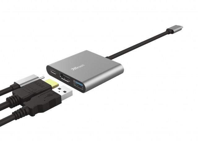 Adapter TRUST DALYX USBC/3in1/Aluminjum/siva