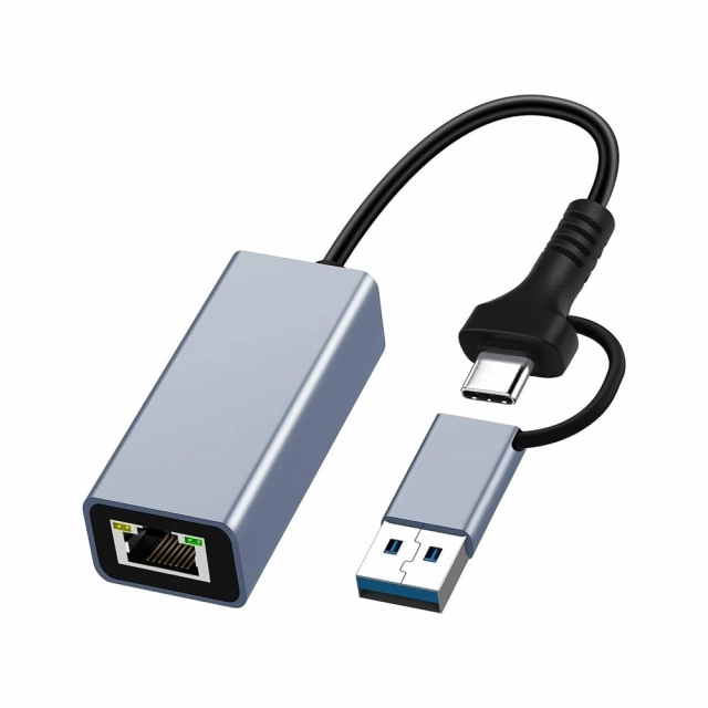 Adapter Type C - USB 3.0 JWD na Gigabitni LAN sivi