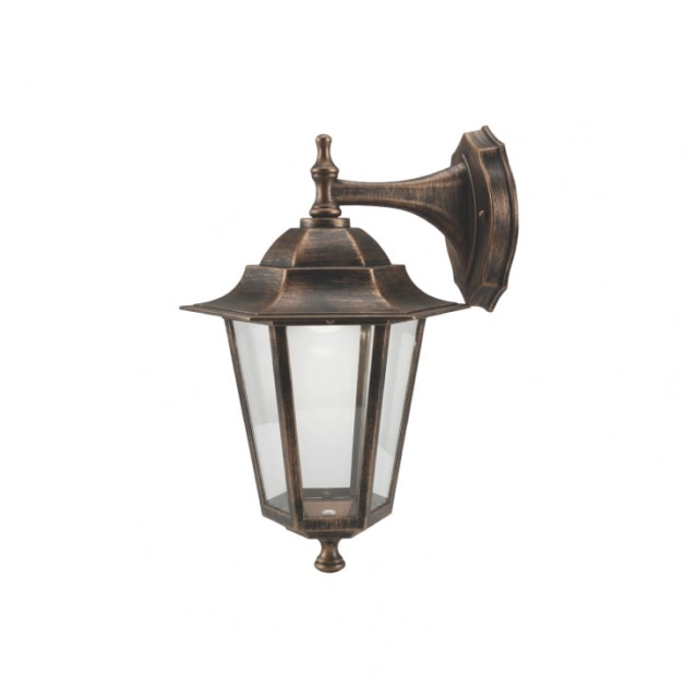 ARTE ILLUMINA šestougaona zidna baštenska svetiljka E27, IP44, bronza 154-55127