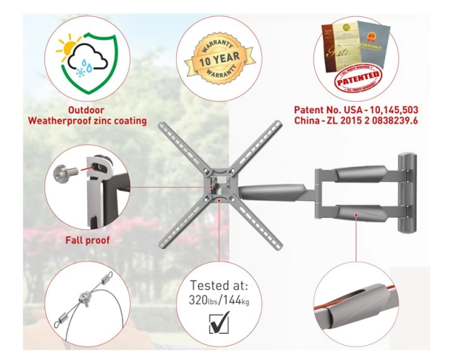 BARKAN BM343XLOD LCD TV zglobni zidni nosač do 65 inča sivi 