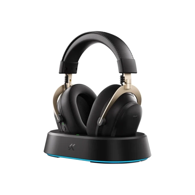 Bežične gaming slušalice MCHOSE V9 Turbo 60mm/Tri-mode/2000mAh/Black gold + Charging Dock RGB