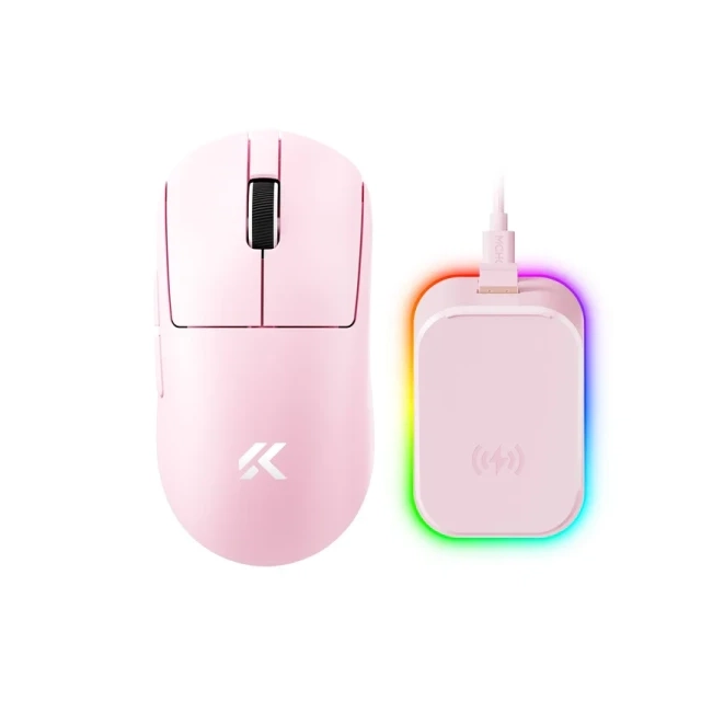 Bežični gaming miš MCHOSE A7 V2 Ultra Plus Pink /PAW 3950/8K Hz/Omron Mechanical