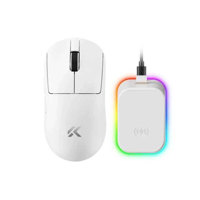 Bežični gaming miš MCHOSE A7 V2 Ultra Plus White /PAW 3950/8K Hz/Omron Mechanical
