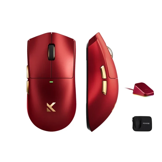 Bežični gaming miš MCHOSE K7 Ultra Iron Red /PAW 3950/8K Hz/Omron Mechanical