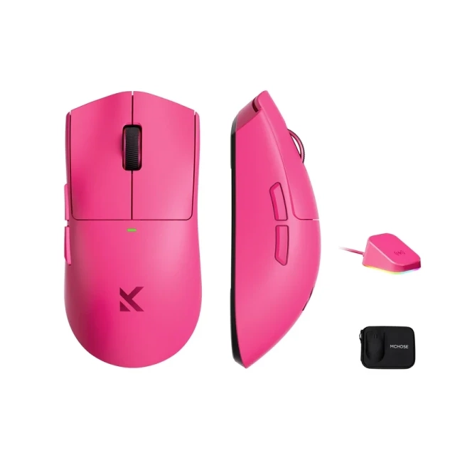 Bežični gaming miš MCHOSE K7 Ultra Rose Red /PAW 3950/8K Hz/Omron Mechanical