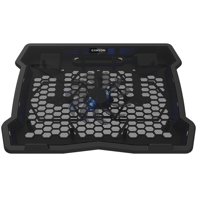 CANYON NS02, Cooling stand single fan with 2x2.0 USB hub, support up to 10”-15.6” laptop, ABS plastic and iron, Fans dimension:125*125*15mm(1pc), DC 5V, fan speed: 800-1000RPM, size:340*265*30mm, 406g
