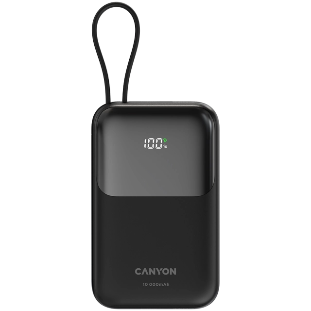 CANYON power bank OnPower 101 built-in cable 10000 mAh PD22.5W Black