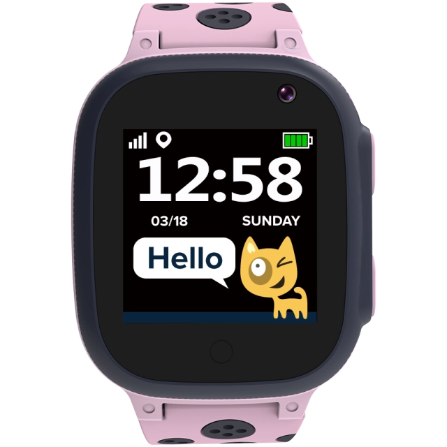 CANYON Sandy KW-34, Kids smartwatch, 1.44 inch colorful screen, GPS function, Nano SIM card, 32+32MB, GSM(850/900/1800/1900MHz), 400mAh battery, compatibility with iOS and android, Pink, host: 52.9*40.3*14.8mm, strap: 230*20mm, 42g