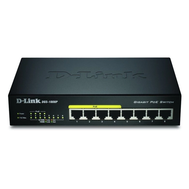 D-Link switch 8P D-Link DGS-1008P/E Metall PoE+