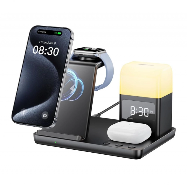 Desktop drzac za mobilni telefon Z18 6u1 (wireless punjac za mobilni telefon, slusalice i Apple sm