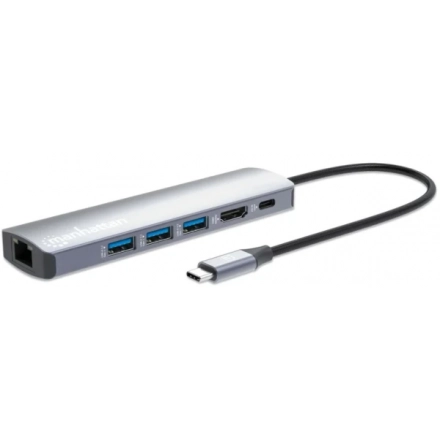 Docking station Manhattan 153959 6in1 USB-C - HDMI/3xUSB/GLAN/PD 100W