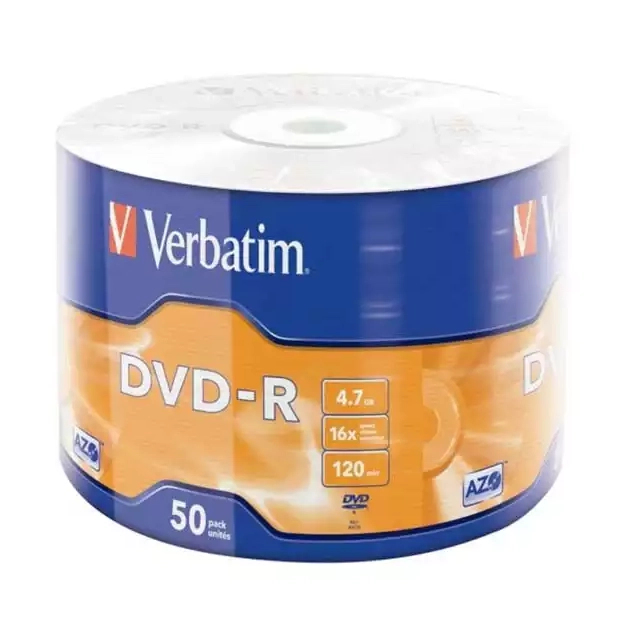 DVD-R Verbatim 4.7GB 16x 1/50 Wrap Matt SilverAZO (cena je za 1 disk)