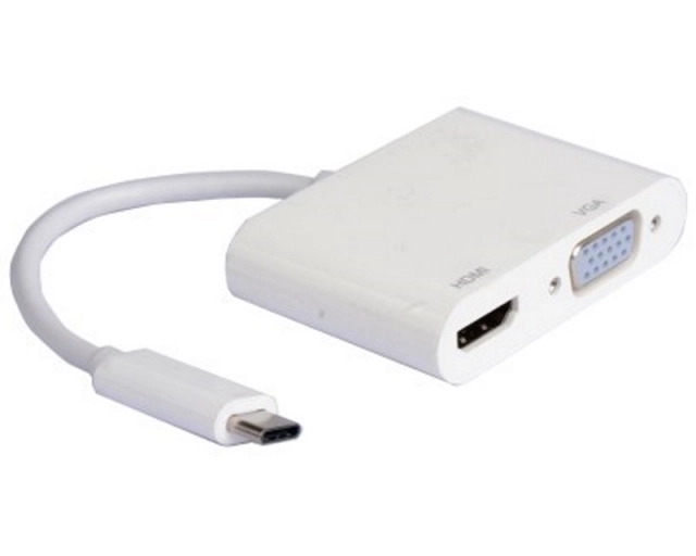 E-GREEN Adapter USB 3.1 tip C (M) - HDMI + VGA (F) beli 