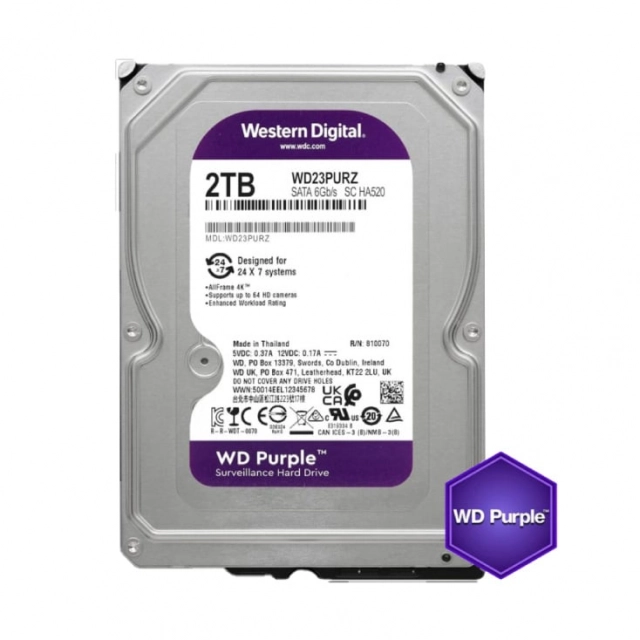 Hard disk WD purple 2TB 3.5" 64MB HDD-WD23PURZ
