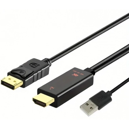 HDMI M. na Displayport M. Kabl 1.8m Kettz H2DP-K180 4K 60Hz