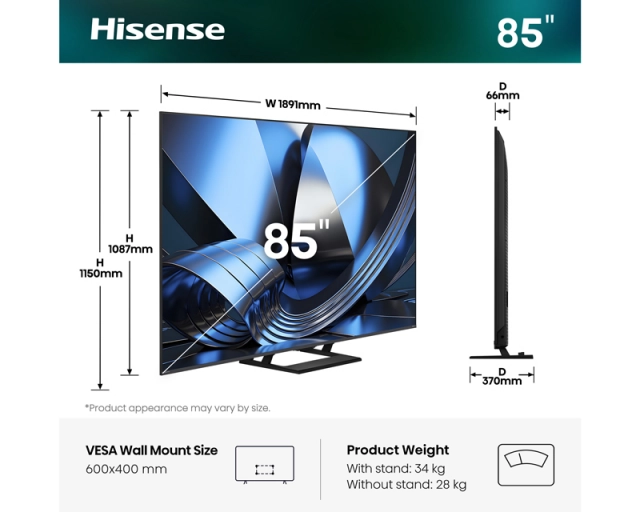 HISENSE 85 inča 85U7SE ULED Mini-LED 4K UHD Smart TV 