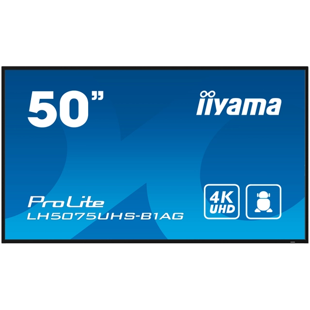 IIYAMA LFD LH5075UHS-B1AG 50" 4K UHD VA 3840 x 2160 @60Hz 500 cd/m² 5000:1 9.5ms Android 11 OS, iiSignage², FailOver, EShare landscape, portrait