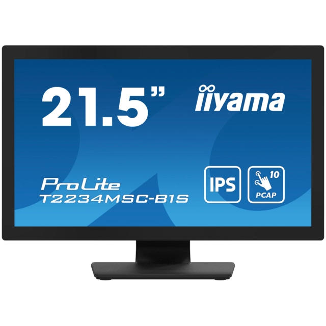IIYAMA Monitor LED T2234MSC-B1S 22" Full HD 10pt touchscreen featuring IPS 350 cd/m² 1000:1 8ms projective capacitive VGA HDMI DP