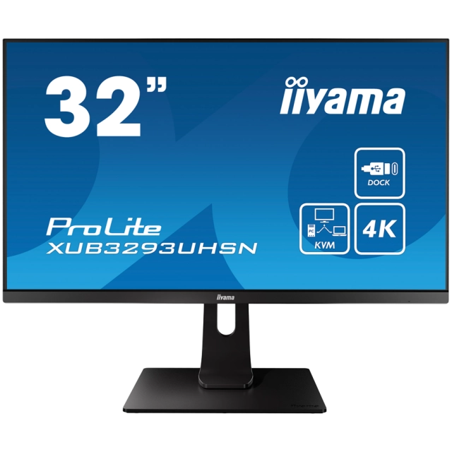IIYAMA Prolite XUB3293UHSN-B5 Business Monitor - 80 cm (31.5''), 4K UHD (3840x2160), IPS LED, 60Hz, 4ms, 350 cd/m², matte / black
