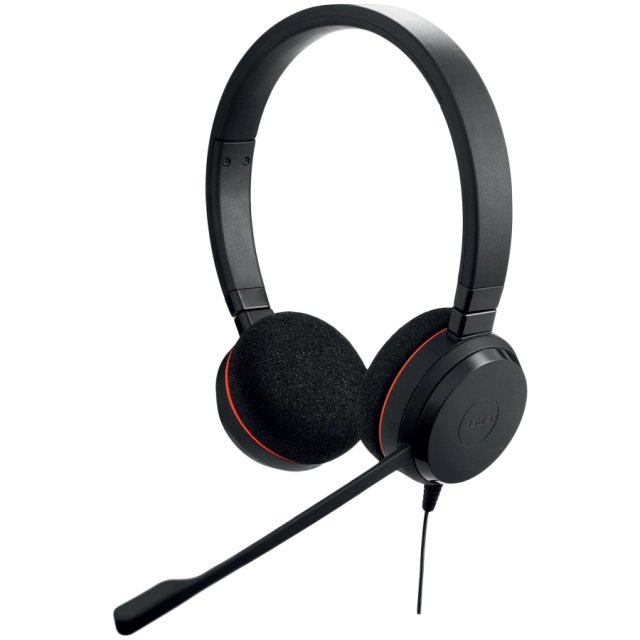 JABRA EVOLVE 20 MS Stereo USB Headband, Noise cancelling, USB connector, with mute-button and volume control on the cord, with foam ear cushion, Microsoft optimized