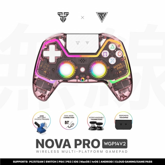 Joypad wireless Fantech WGP14V2 NOVA PRO multiplatform RGB CLEAR sakura