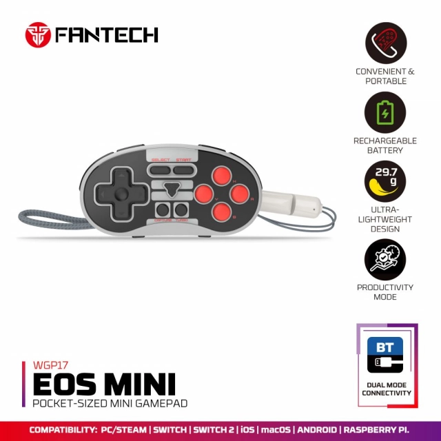 Joypad Wireless Fantech WGP17 Eos mini sivi