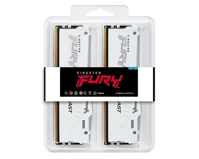 KINGSTON DIMM DDR5 32GB (2x16GB kit) 6400MT/s KF564C32BWEAK2-32 FURY Beast White RGB EXPO 