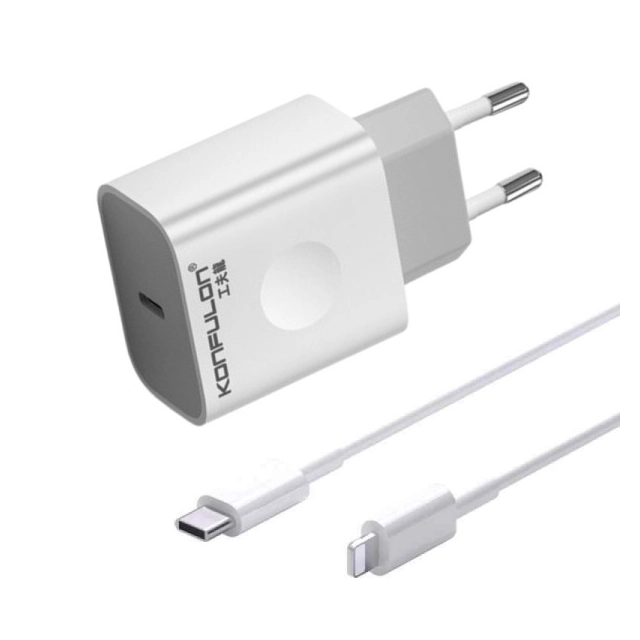 Konfulon C69D brzi kućni punjač 20W + DC13 Lightning KABL