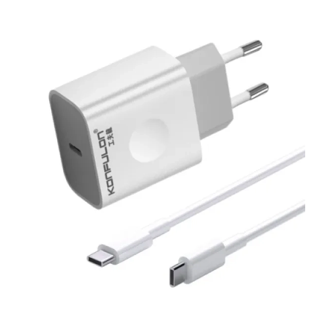 Konfulon C69D brzi kućni punjač 20W + DC15 Type C na Type C