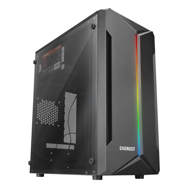Kuciste Everest Saber 250W Akrilna stranica, M-ATX/RGB strip
