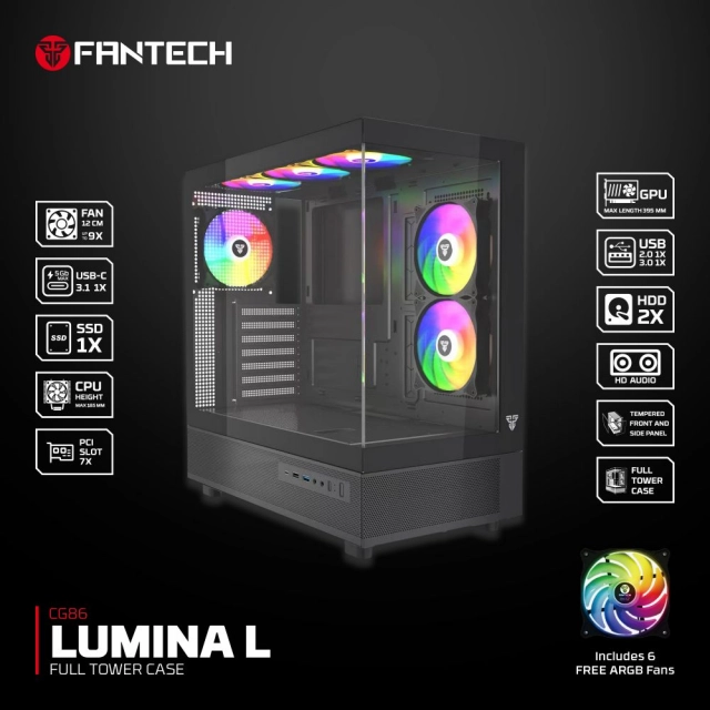 Kuciste Gaming Fantech CG86 Lumina L crno