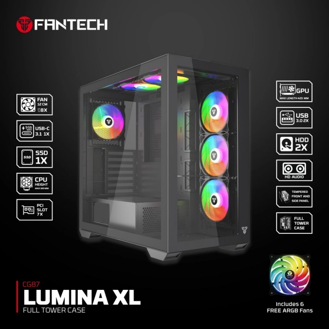 Kuciste Gaming Fantech CG87 Lumina XL crno