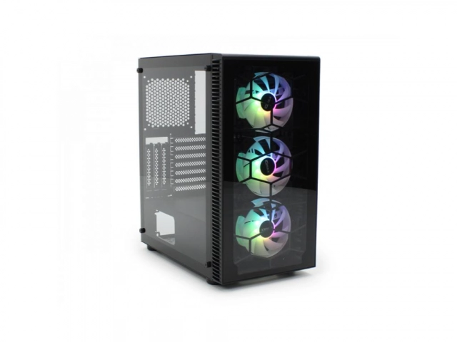 Igmax Kucište IG-MAX GIANT GLASS 3F Mid Tower/ATX/E-ATX/Micro ATX/Mini-ITX/kaljeno staklo/ARGB/crna