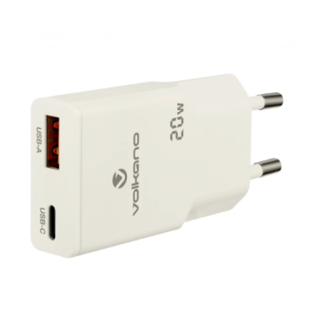 Kućni punjač Volkano Mighty Series VK-8063-WT GaN 20W USB-A + USN-C