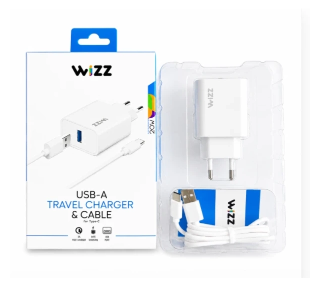 Kućni punjač WIZZ WS301-C Fast 2u1 USB-C Type-C sa kablom beli