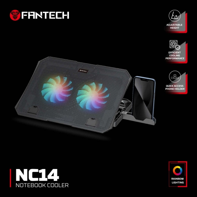 Laptop Cooler Fantech NC14 RGB crni