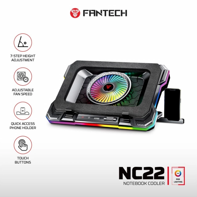 Laptop Cooler Fantech NC22 RGB crni