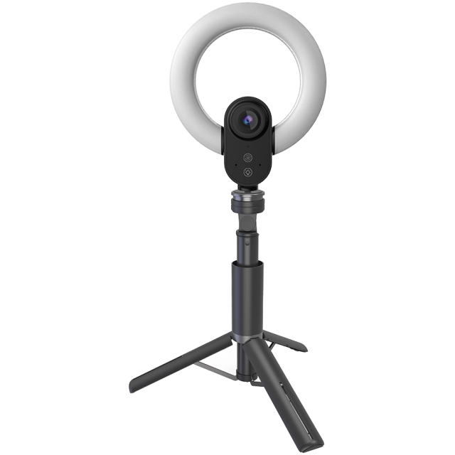 LORGAR Circulus 910, Streaming web camera, 5MP 2592X1944 max resolution, up to 60fps, 1/2.8", Sony STARVIS CMOS image sensor, full glass lens, 5.5'' built-in ring light (1700-14 000K), foldable tripod, auto focus, dual microphones with AI n