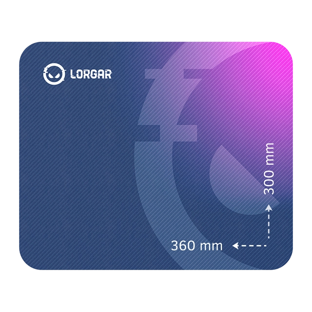 Lorgar Main 133, Gaming mouse pad, High-speed surface, Purple anti-slip rubber base, size: 360mm x 300mm x 3mm, weight 0.2kg