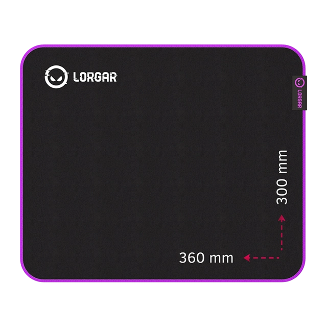 Lorgar Main 313, Gaming mouse pad, High-speed surface, Purple anti-slip rubber base, size: 360mm x 300mm x 3mm, weight 0.195kg