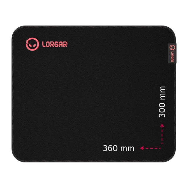 Lorgar Main 323, Gaming mouse pad, Precise control surface, Red anti-slip rubber base, size: 360mm x 300mm x 3mm, weight 0.21kg
