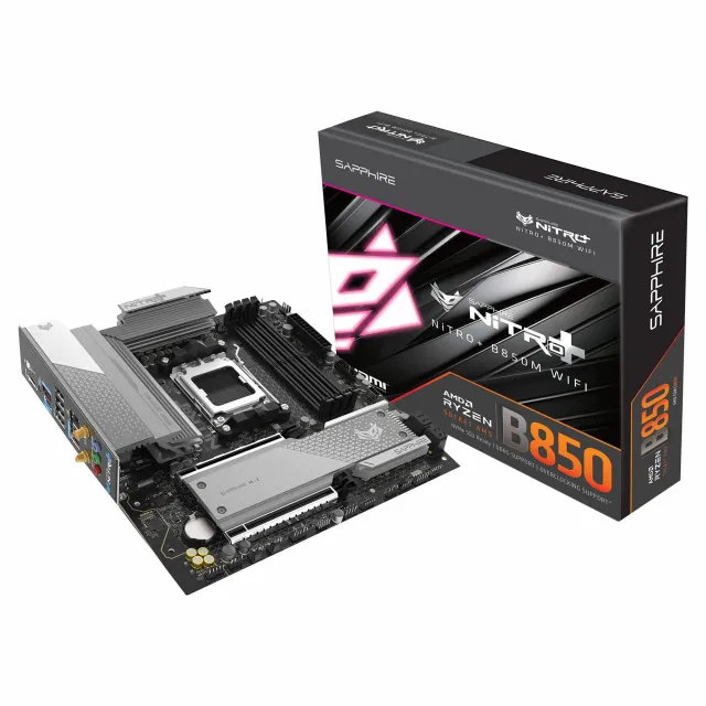SAPPHIRE AMD B850 AM5 NITRO+ Ryzen R9/R7/R5, 4x DDR5 8000MHz, PCIE 5, 1x M.2 Gen5, 2x M.2 Gen4, LAN 2.5 Gbps, WIFI7, USB, ATX