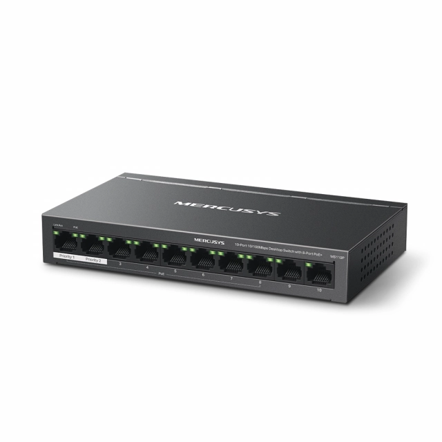 MERCUSYS MS110P(UN) 0-Port 10/100Mbps Desktop Switch with 8-Port PoE+ 