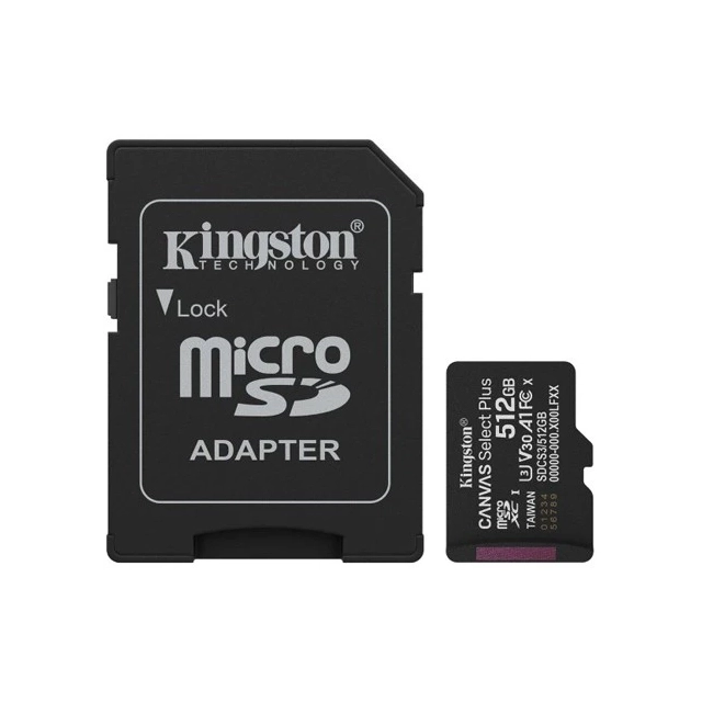 Micro SD Card 512GB Kingston + SD adapter SDCS3/512GB class 10