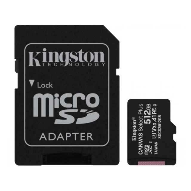 Micro SD kartica Kingston Canvas Select Plus 512GB Class 10 UHS-I U3 V30 A1 100/85MB/s